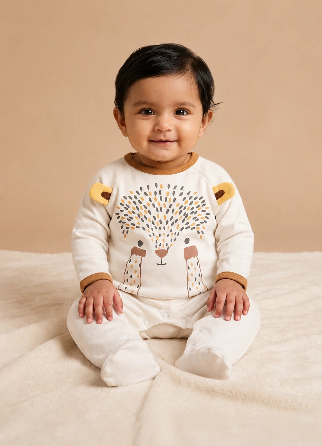 Hedgehog Footed Sleepsuit – White - LE PUR!