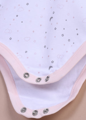 Le Pur BioKool Cotton Baby Girl All-In-One Set – Bodysuit, Sleepsuit & Cap (Peach) - LE PUR!