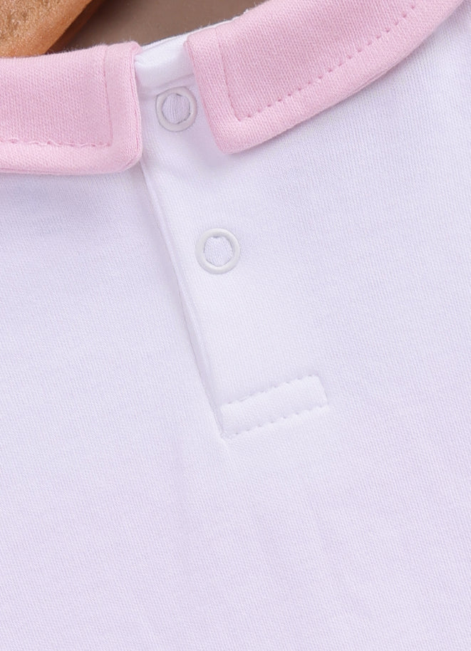 Le Pur BioCool Baby Romper – White & Pink Smocked Heart Design - LE PUR!