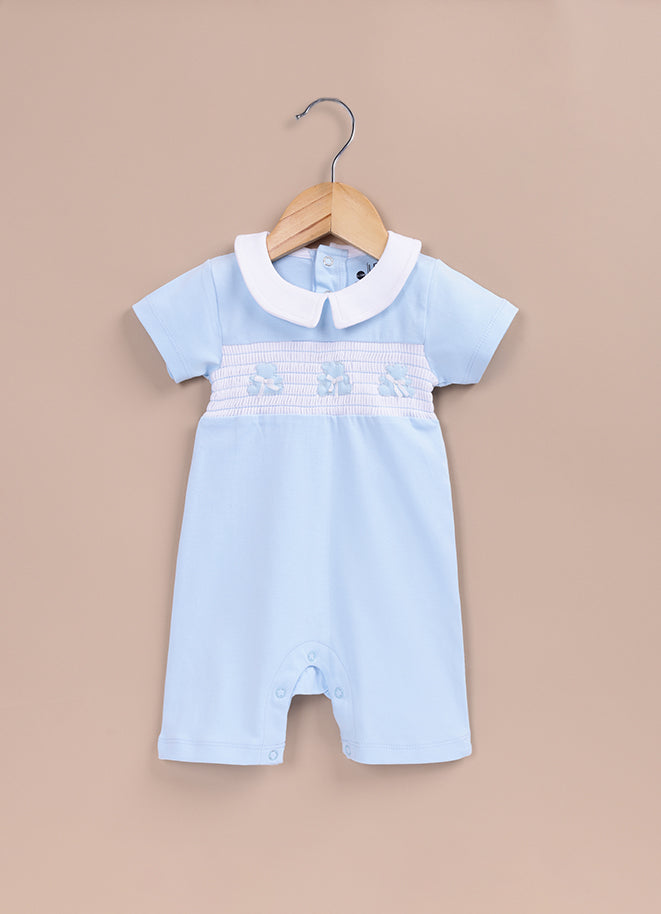 Le Pur BioCool Classic Baby Romper – Light Blue with Peter Pan Collar