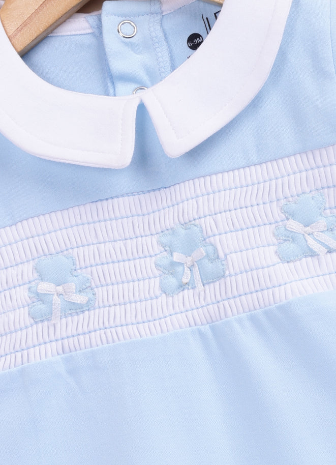 Le Pur BioCool Classic Baby Romper – Light Blue with Peter Pan Collar