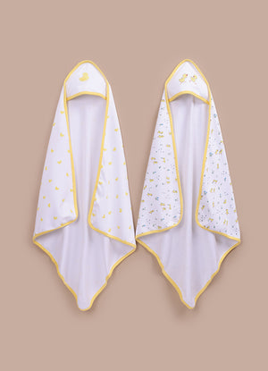 Le Pur BioKool Baby Hooded Blanket Set of 2 – Yellow Duck Prints - LE PUR!