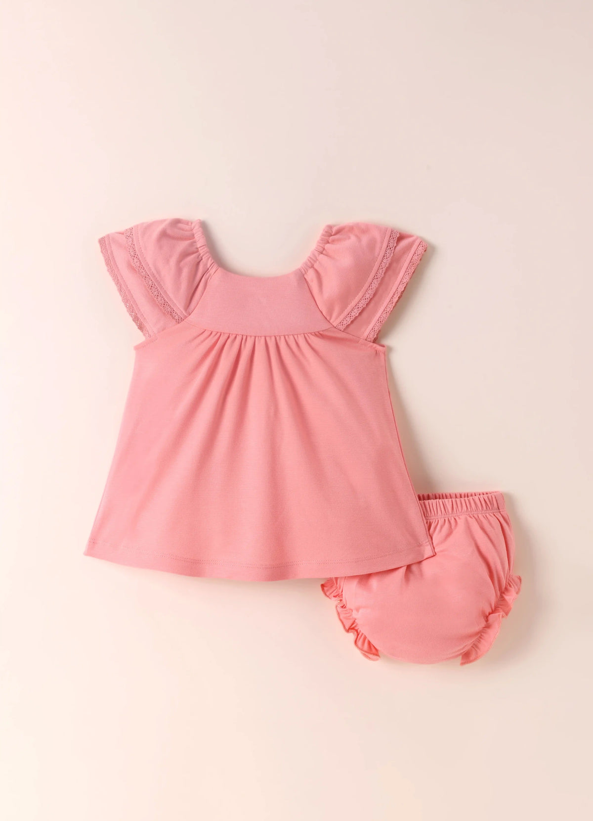 TENCEL™ Flutter Sleeve Dress with Bloomer Set- Pink - LE PUR!
