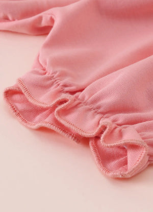 TENCEL™ Bird Print Ruffle Top & Shorts Set- Pink & White - LE PUR!