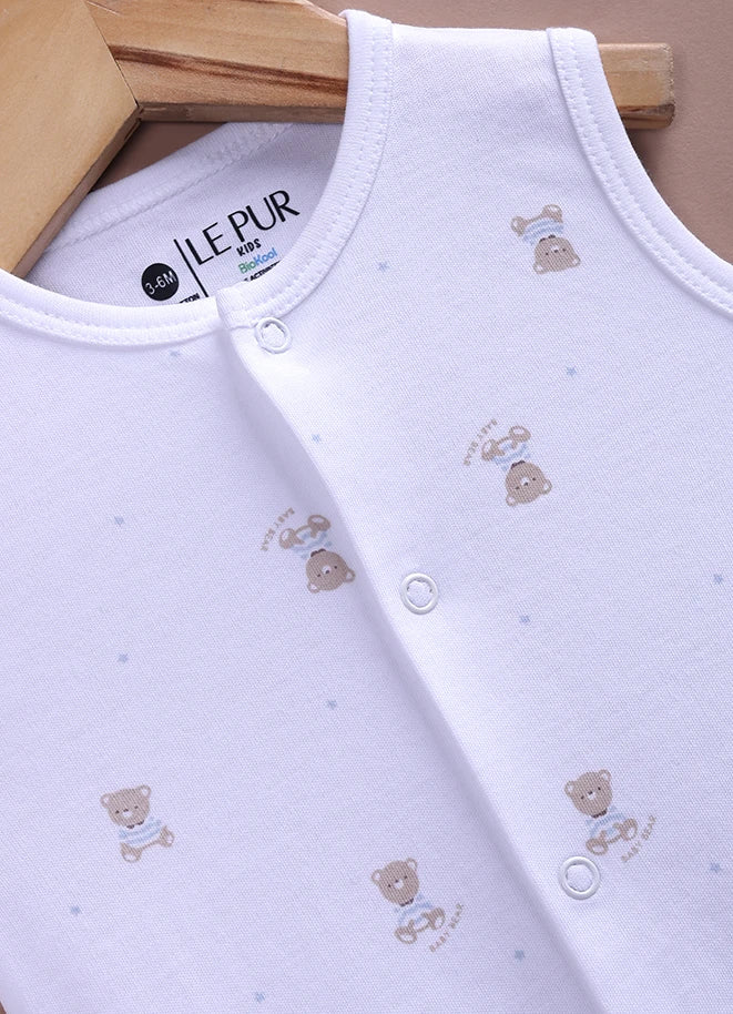 BioKool Baby Sleeveless Romper | Soft Cotton Onesie with Front Snap Buttons & Pocket - LE PUR!