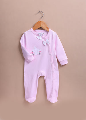 Le Pur Baby Girl Sleepsuit Set of 2 | BioKool Cotton Newborn Clothes | Soft Infant Romper with Bow & Side Snap - LE PUR!