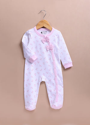 Le Pur Baby Girl Sleepsuit Set of 2 | BioKool Cotton Newborn Clothes | Soft Infant Romper with Bow & Side Snap - LE PUR!
