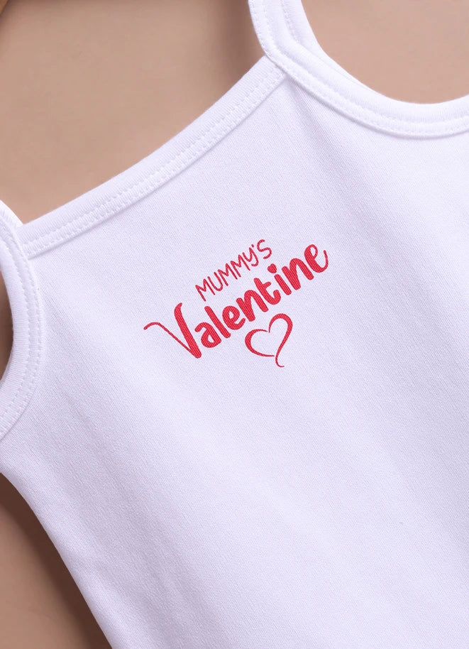 Le Pur Baby Strappy Bodysuit | Soft Cotton Sleeveless Onesie – Mommy’s Valentine Print - LE PUR!