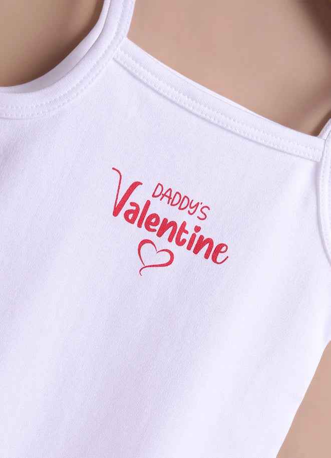 Le Pur Baby Strappy Bodysuit | Soft Cotton Sleeveless Onesie – Daddy’s Valentine Print - LE PUR!