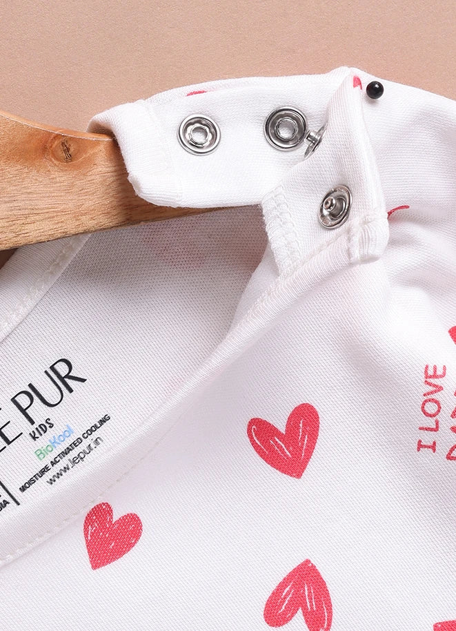 Le Pur Baby Valentine Print Bodysuit | Soft Cotton Full Sleeve Onesie – I Love Mummy & Daddy - LE PUR!