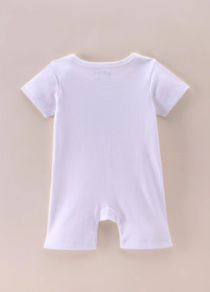 Baby Boys Cotton Short Sleeve Romper “Mom Is Just Wow” – White - LE PUR!