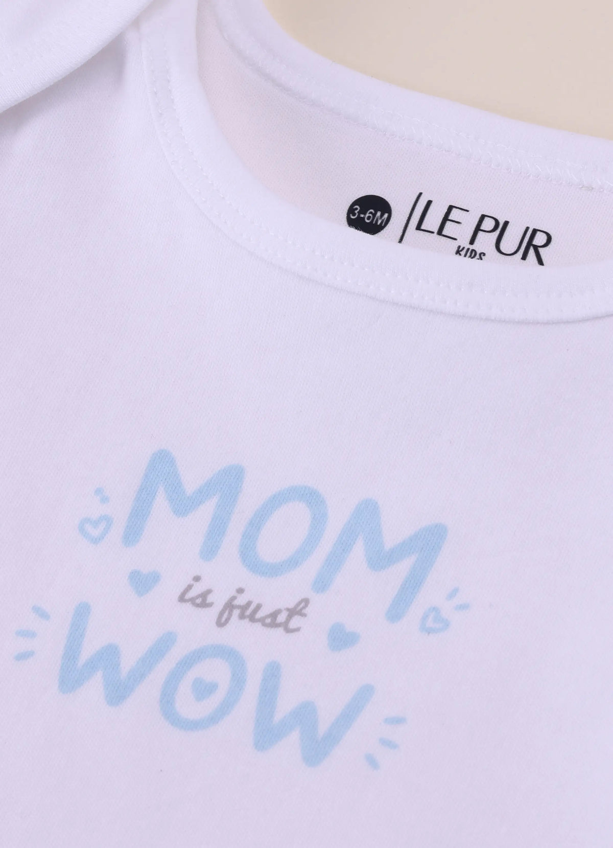 Baby Boys Cotton Short Sleeve Romper “Mom Is Just Wow” – White - LE PUR!