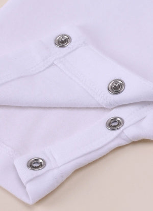 Baby Girls Cotton Frill Sleeve Romper “Mom Is Just Wow” – White - LE PUR!
