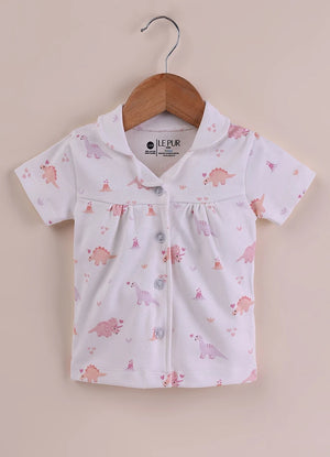 BioKool Cotton Collar Top & Shorts Set - White - LE PUR!