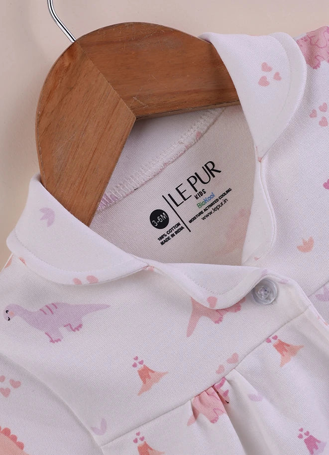 BioKool Cotton Collar Top & Shorts Set - White - LE PUR!