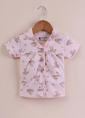 BioKool Cotton Collar Top & Shorts Set - Pink - LE PUR!