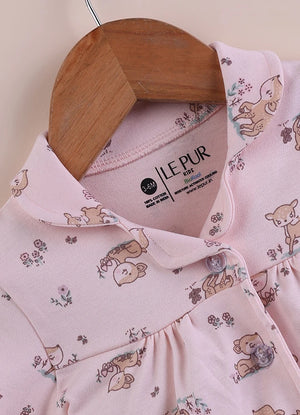 BioKool Cotton Collar Top & Shorts Set - Pink - LE PUR!