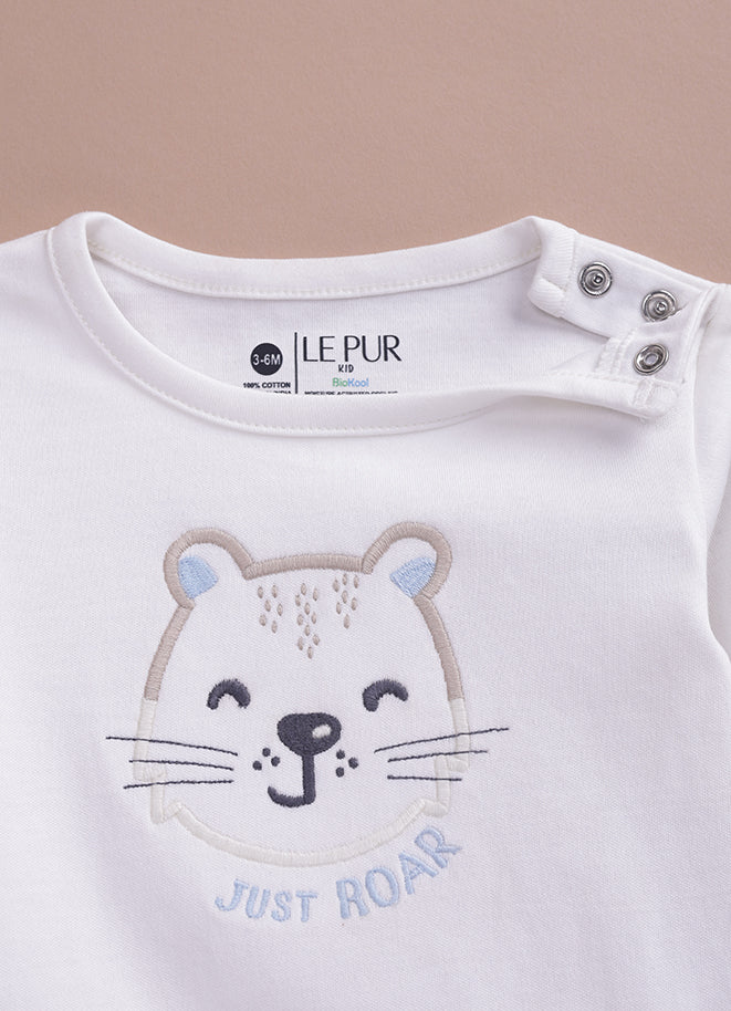 Le Pur BioKool Baby Boy Top & Pant Set | Soft Cotton “Just Roar” Pyjama Set - LE PUR!
