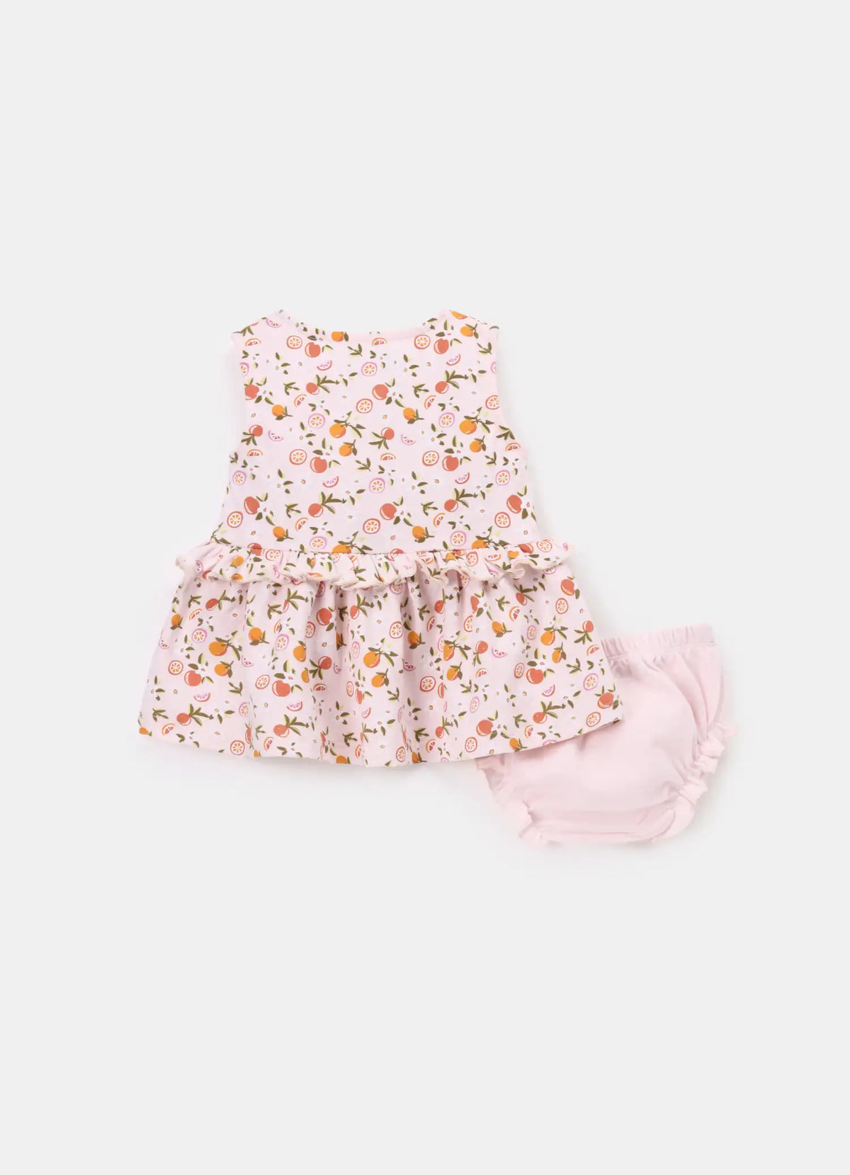 BioKool Cotton Citrus Bloom Frock, Bloomer & Headband- Pink - LE PUR!