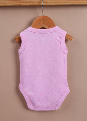 Le Pur BioKool Cotton Baby Girl Sleeveless Bodysuit Set – Pack of 5 (Pink & White) - LE PUR!