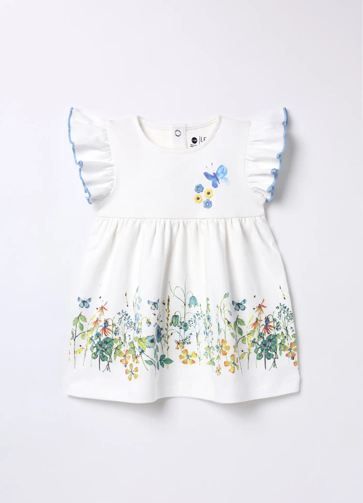 BioWash Cotton Floral Embroidered Dress & Bloomer- White - LE PUR!