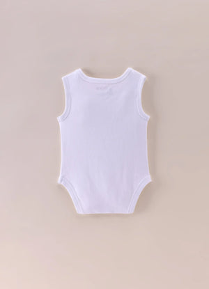Baby Boys Cotton Sleeveless Bodysuit Set Sky Melange & White – Pack of 2 - LE PUR!