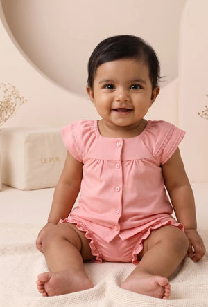 TENCEL™ Flutter Sleeve Dress with Bloomer Set- Pink - LE PUR!