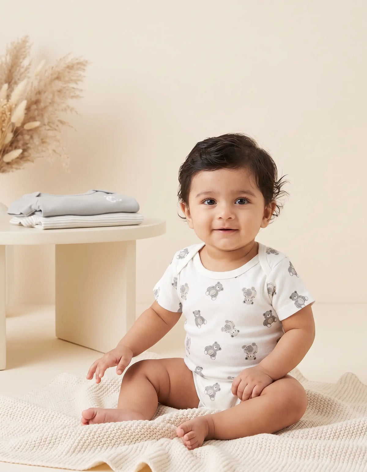 TENCEL™ Printed Bodysuit Pack of 3- Grey & White - LE PUR!