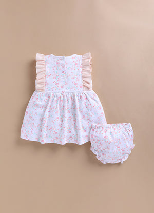 Le Pur BioKool Cotton Baby Girl Dress Set with Bloomers & Headband – Floral Print - LE PUR!