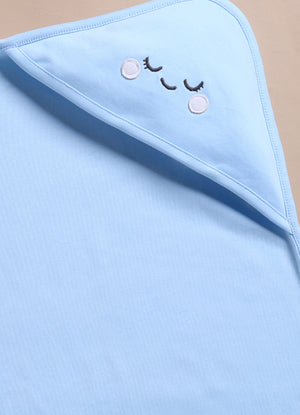 Le Pur Baby Hooded 2-Pack Soft BioKool Cotton Swaddle Blanket for Newborns – Blue Cloud Design (Set of 2) - LE PUR!
