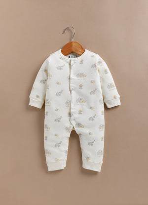 Le Pur Baby BioKool Cotton 3-Piece Set – Romper, Bib & Blanket with Animal Print (Off-White) - LE PUR!