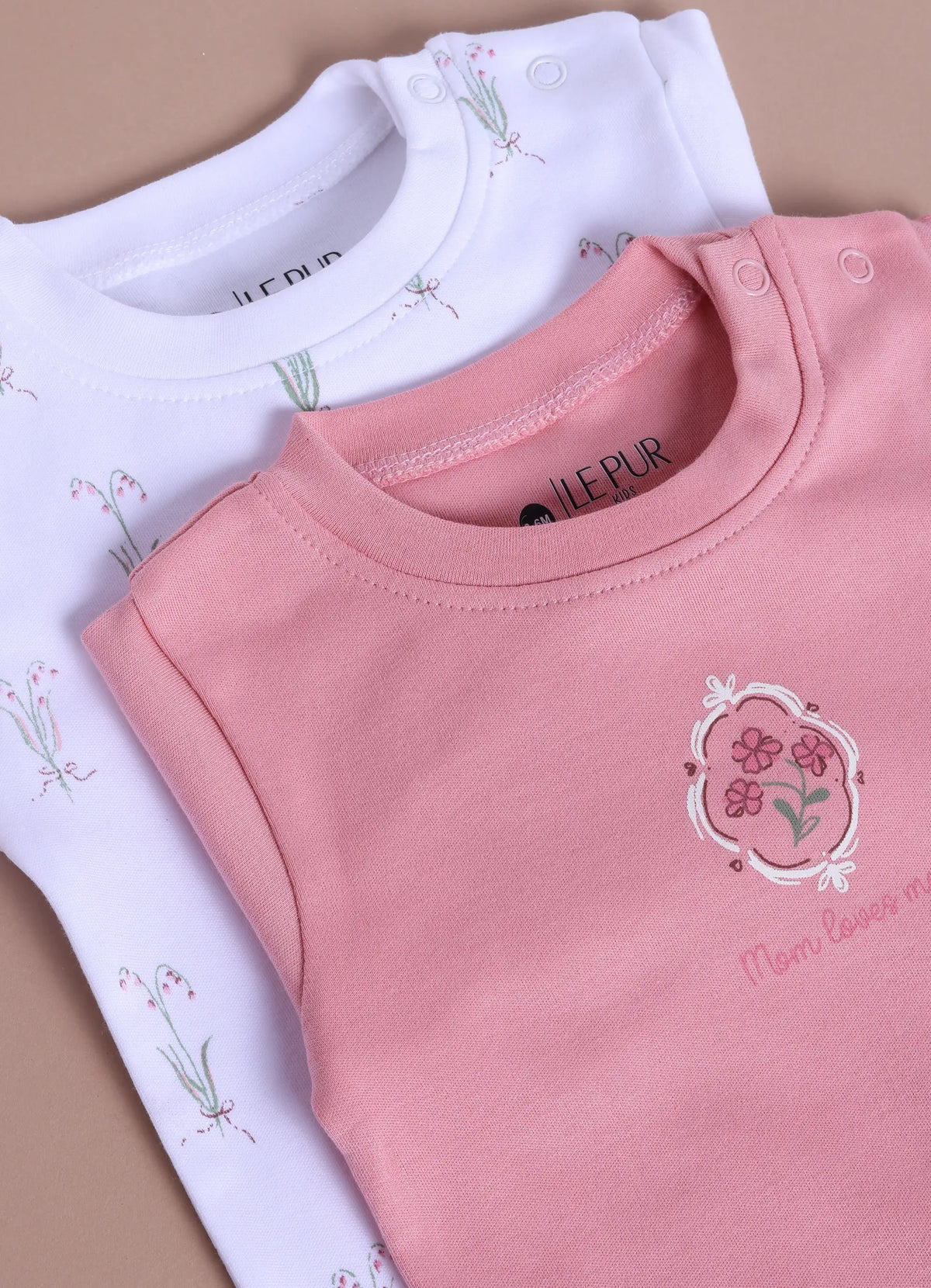Girls Floral Print Long Sleeve 100% Cotton Top & Pajama Set - Pack of 2 - LE PUR!