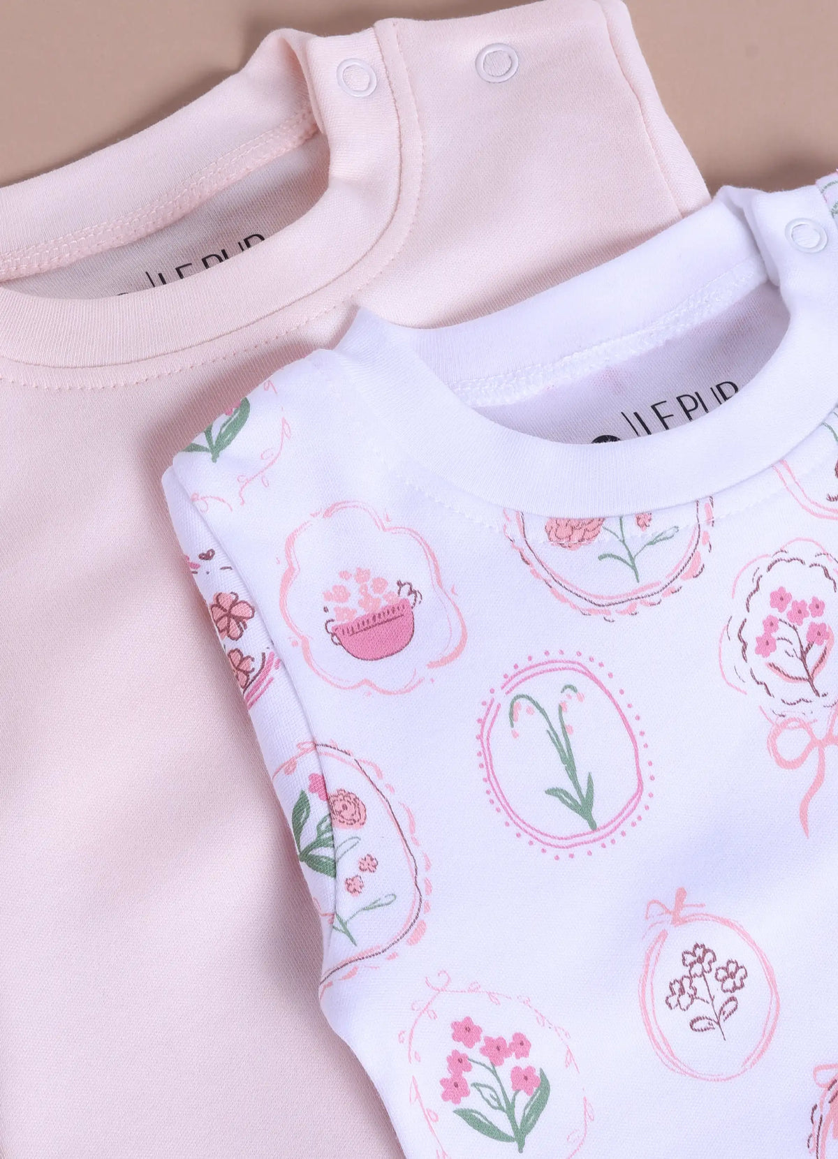 Girls Blossom Print Long Sleeve 100% Cotton Top & Pajama Set - Pack of 2 - LE PUR!