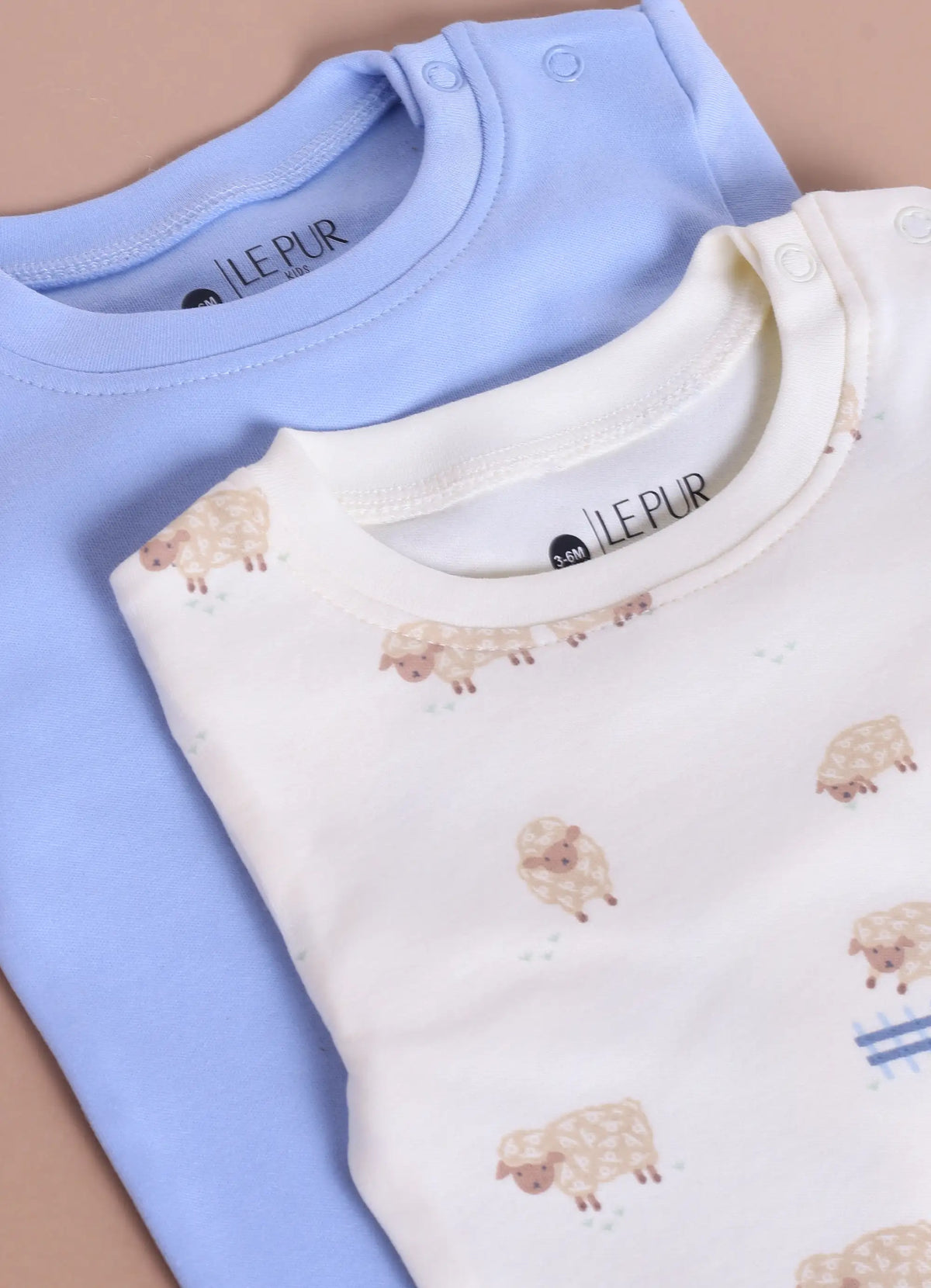 Boys Sheep Print Long Sleeve 100% Cotton Top & Pajama Set - Pack of 2 - LE PUR!