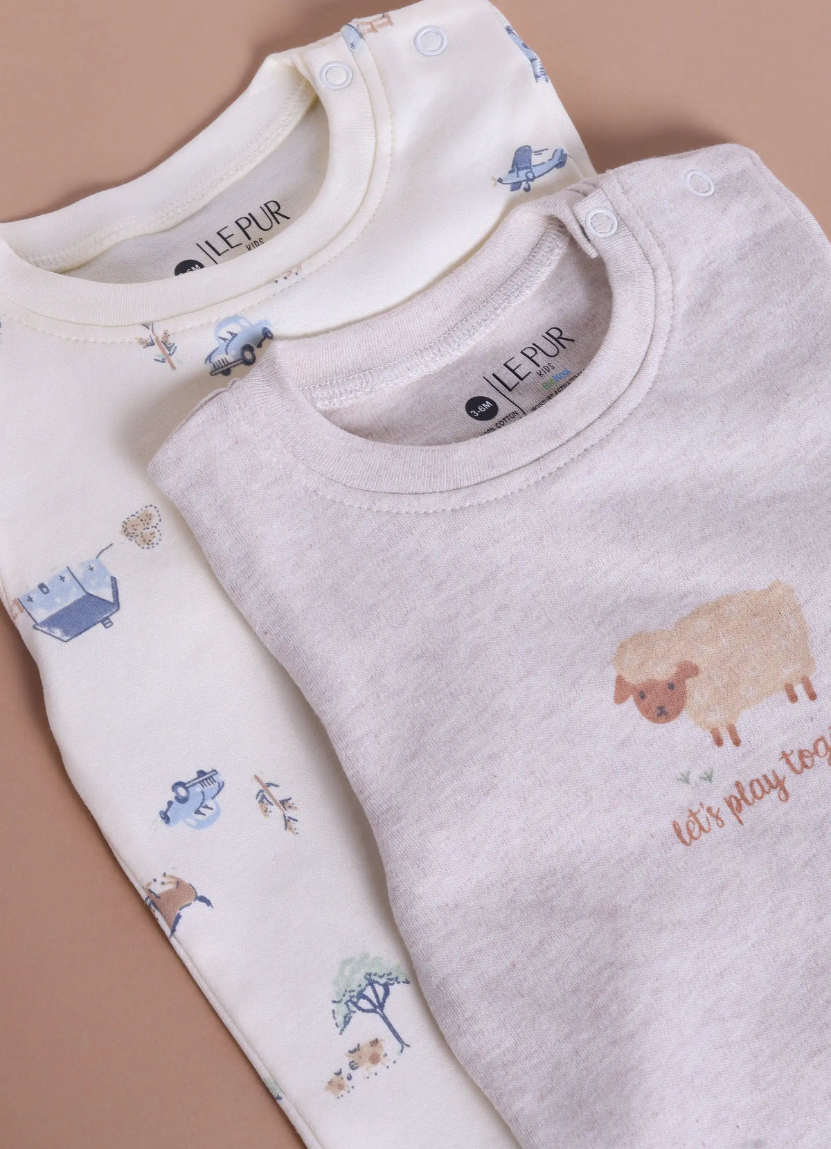 Boys Farm Print Long Sleeve 100% Cotton Top & Pajama Set - Pack of 2 - LE PUR!
