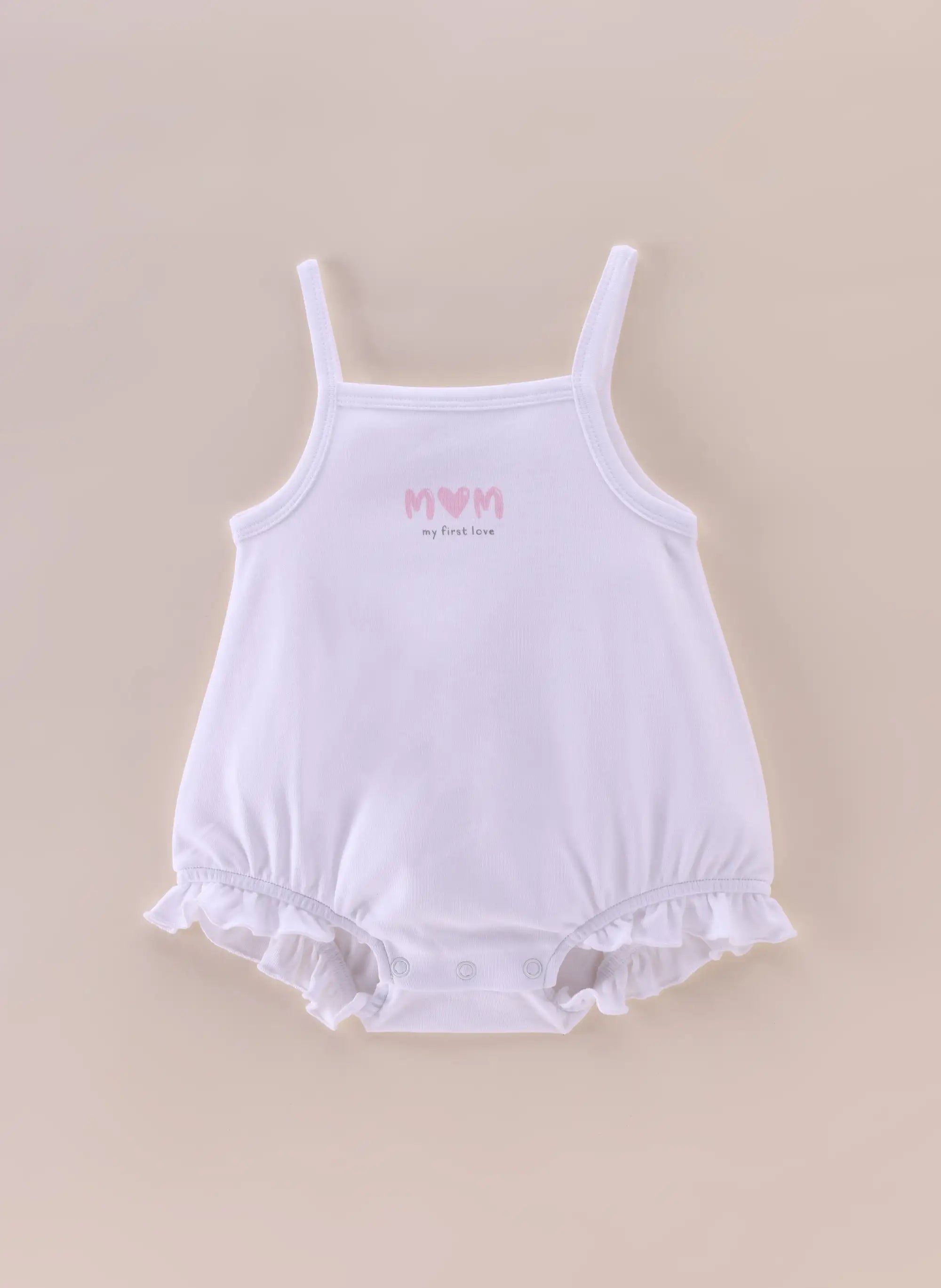 Baby Girls Cotton Strappy Bodysuit Set Pink Melange & White – Pack of 2 - LE PUR!