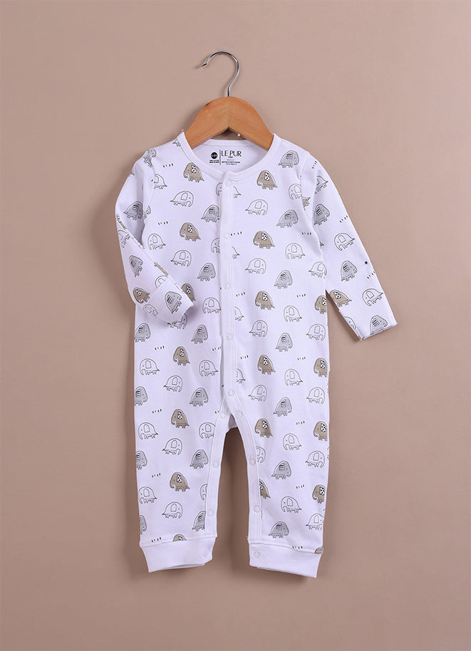 Le Pur Unisex Baby Sleepsuit Set of 2 | Biocool Cotton Newborn Clothes | Infant Rompers with Elephant & “Love You Mummy” Print - LE PUR!