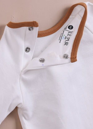 Le Pur Biocool Cotton Off-White Colour Baby Boy Sleepsuit with Hedgehog Print - LE PUR!