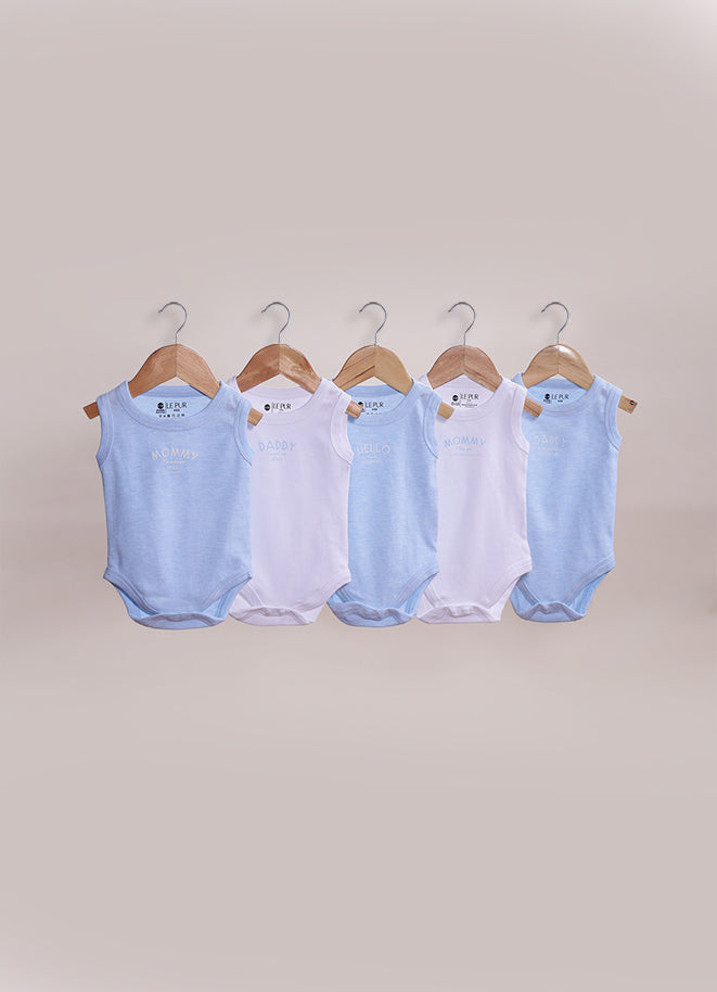 Le Pur Biocool Baby Boy Sleeveless Bodysuit Set – Pack of 5 - LE PUR!