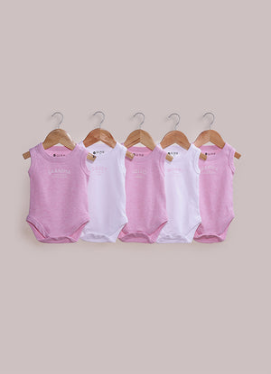 Le Pur BioKool Baby Girl Sleeveless Bodysuit Set – Pack of 5 - LE PUR!