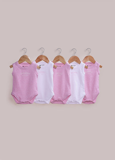 Le Pur Biocool Baby Girl Sleeveless Bodysuit Set – Pack of 5 - LE PUR!