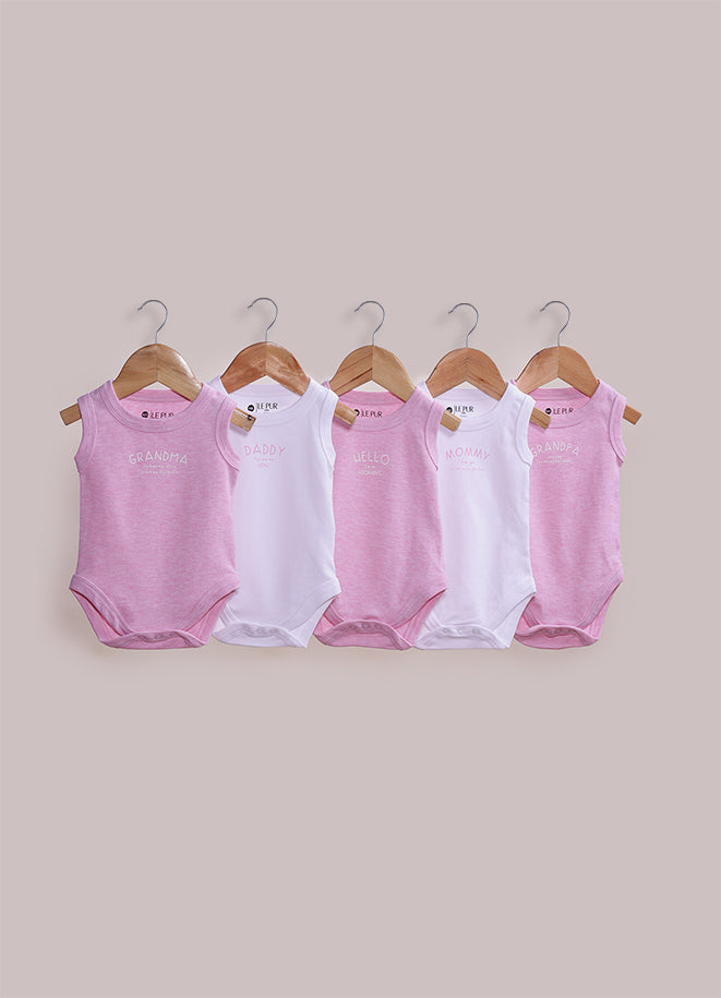 Le Pur Biocool Baby Girl Sleeveless Bodysuit Set – Pack of 5 - LE PUR!