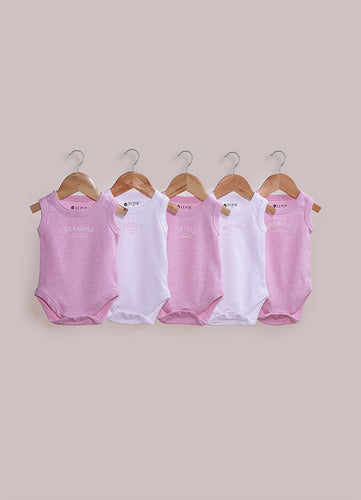 Le Pur Biocool Baby Girl Sleeveless Bodysuit Set – Pack of 5 - LE PUR!