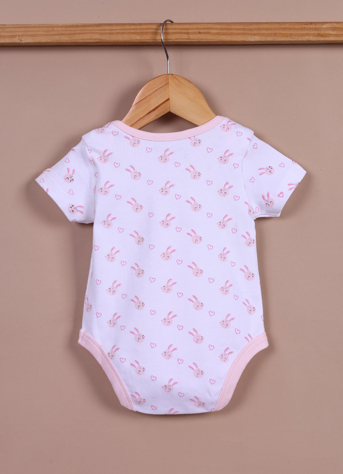 Le Pur Baby Girls Biocool Cotton All-in-One Set – Bunny Print Bodysuit, Romper & Cap (Light Pink) - LE PUR!
