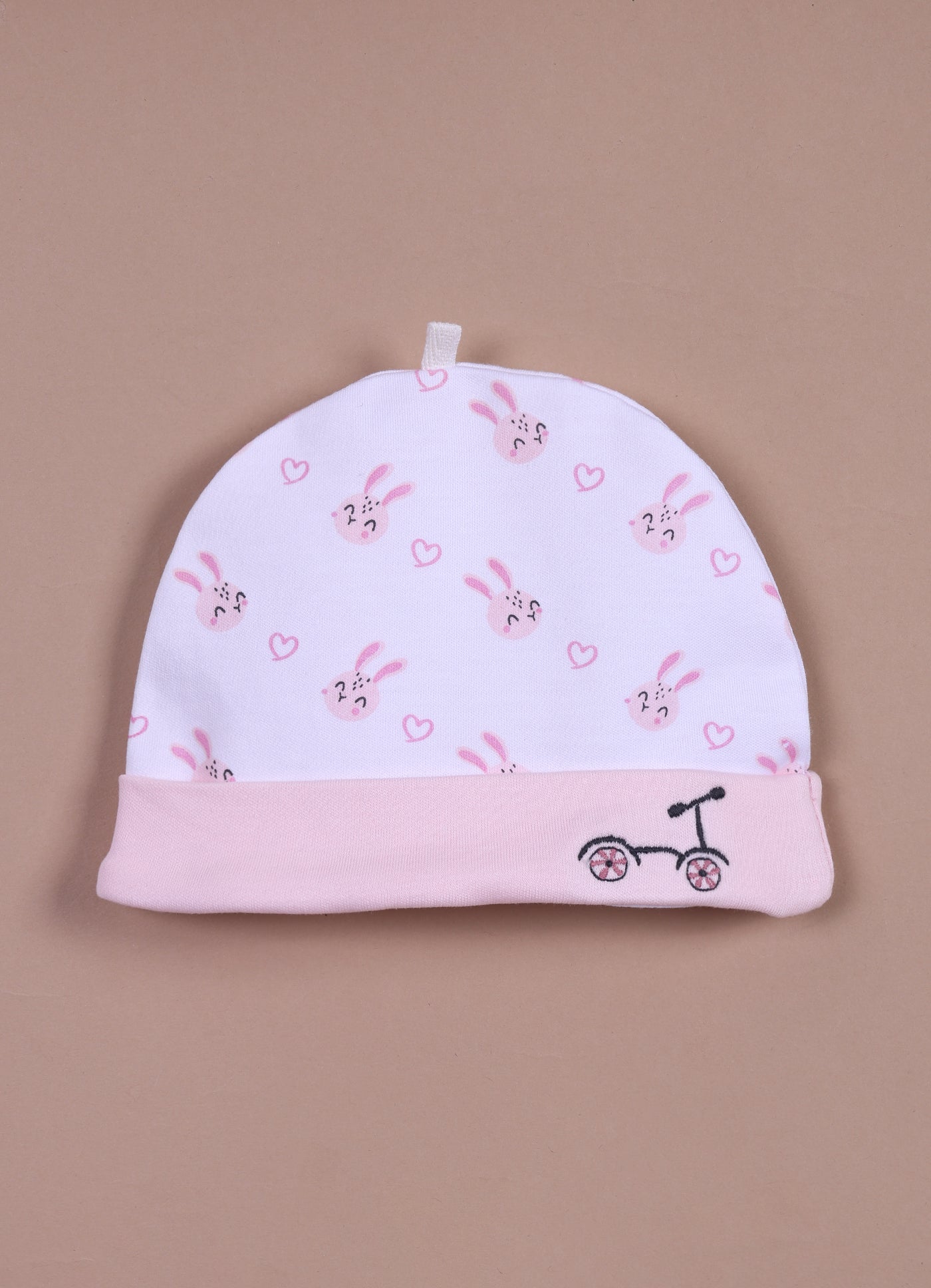 Le Pur Baby Girls Biocool Cotton All-in-One Set – Bunny Print Bodysuit, Romper & Cap (Light Pink) - LE PUR!