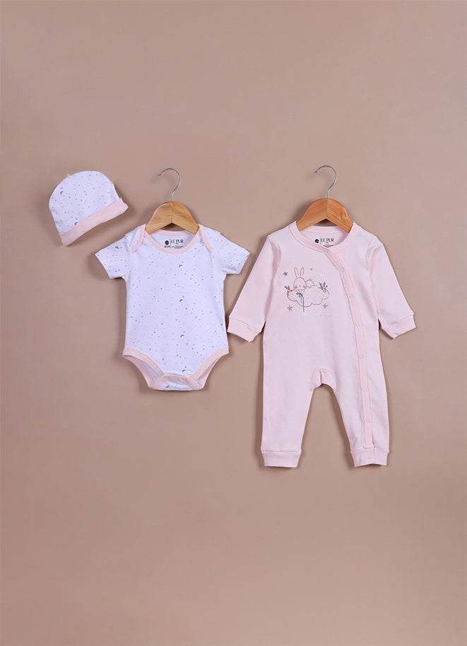 Le Pur Biocool Baby Girl All-In-One Set – Bodysuit, Sleepsuit & Cap - LE PUR!