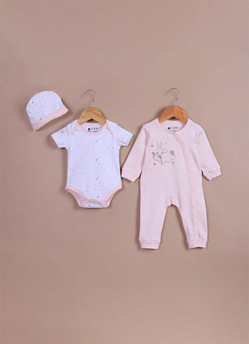 Le Pur Biocool Baby Girl All-In-One Set – Bodysuit, Sleepsuit & Cap - LE PUR!