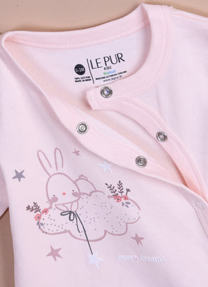Le Pur BioKool Cotton Baby Girl All-In-One Set – Bodysuit, Sleepsuit & Cap (Peach) - LE PUR!