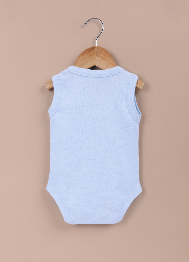 Le Pur Biocool Baby Boy Sleeveless Bodysuit Set – Pack of 5 (Blue, White) - LE PUR!