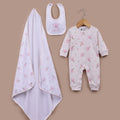 Le Pur BioKool 3-Piece Baby Gift Set – Romper, Bib & Blanket (Pink Floral Print) - LE PUR!